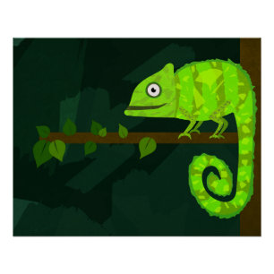 Poster Caméléon mignon vert