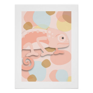 Poster Caméléon pêche pâle