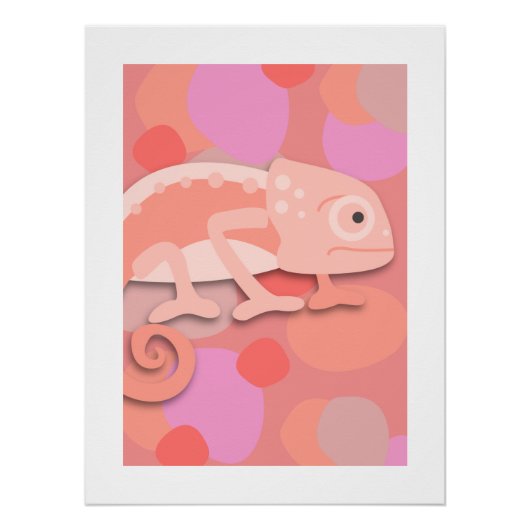 Poster Caméléon Rose Pâle et Pêche (Devant)