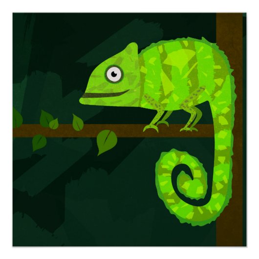 Poster Caméléon vert mignon (Devant)