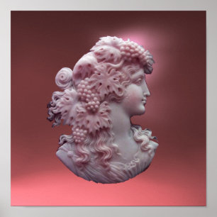 POSTER CAMEO ANTIQUE, DAME AUX RAISONS ET AUX GRAPEVINES