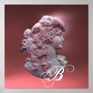 POSTER CAMEO ANTIQUE, DAME AVEC MONOGRAMME DE PÂTES