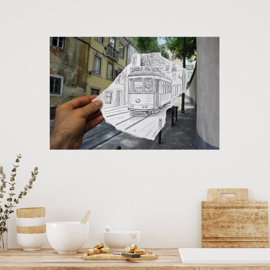 Poster Caméra Crayon - Tramway De Lisbonne (Cuisine)