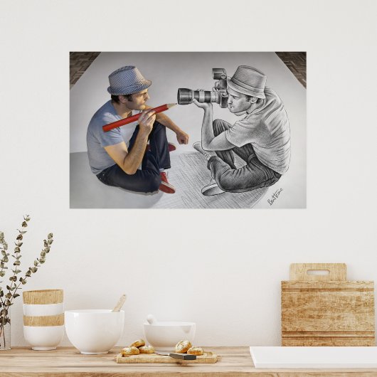 Poster Caméra Crayon Vs - Miroir 3D (Cuisine)