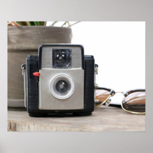 Poster Caméra de film vintage Pot et lunettes 16x20