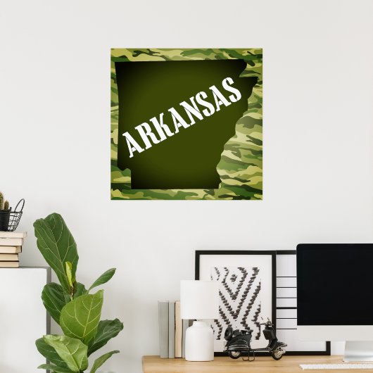 Poster Caméra Silhouette de l'État de l'Arkansas (Bureau à domicile)