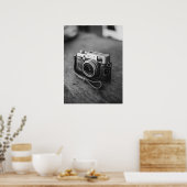 Poster Caméra vintage en noir et blanc (Cuisine)