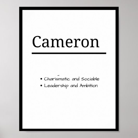Poster Cameron, Petit Nom Personnalisé Définition (Devant)