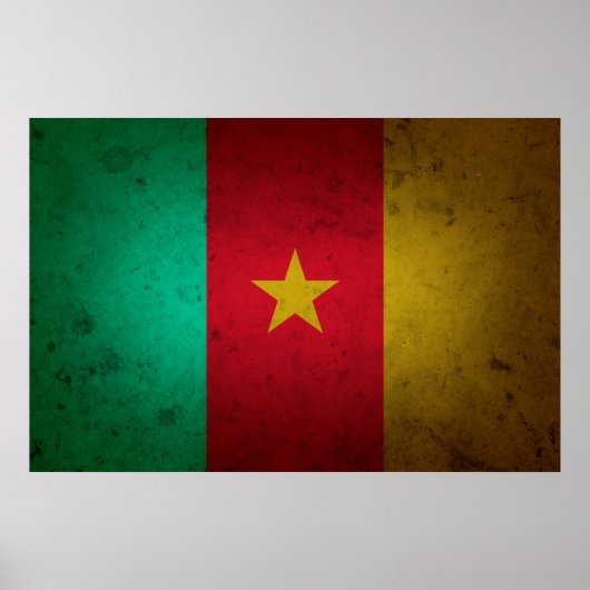 Poster Cameroun Grunge Drapeau Texture camerounaise (Devant)