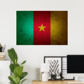 Poster Cameroun Grunge Drapeau Texture camerounaise (Bureau à domicile)