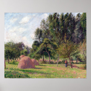 Poster Camille Pissarro Haystacks, Matin, Éragny