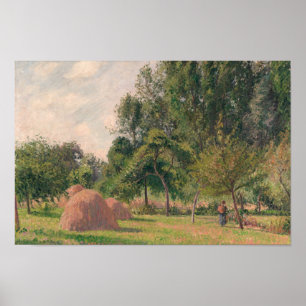 Poster Camille Pissarro - meules de foin, matin, Eragny