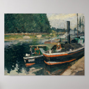 Poster Camille Pissarro - péniches chez Pontoise