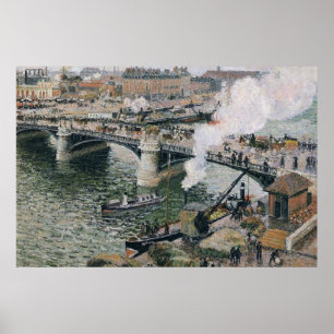 Poster Camille Pissarro Pont Boieldieu à Rouen Peinture