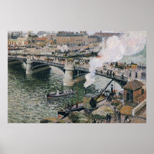Poster Camille Pissarro Pont Boieldieu à Rouen Peinture (Devant)