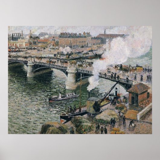 Poster Camille Pissarro Pont Boieldieu à Rouen Peinture (Devant)