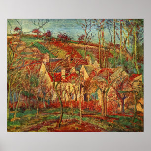 Poster Camille Pissarro - Toits rouges 1877 Maison en toi