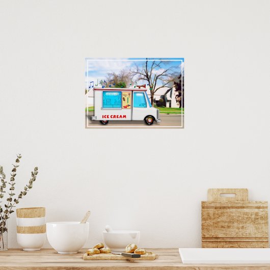 Poster Camion à glace dans la rue (Cuisine)