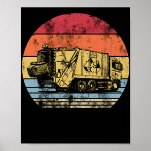 Poster Camion à ordures recyclage Sunset Old School