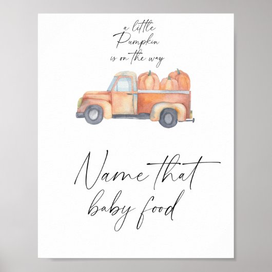 Poster Camion de citrouille - nommez ce bébé nourriture (Devant)