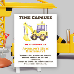 Poster Camion de construction Temps Capsule 1er anniversa