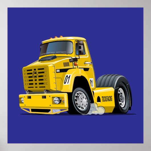 Poster camion de course de dessin animé (Devant)