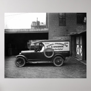 Poster Camion de livraison de boucher, 1926. Photo ancien