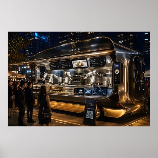 Poster Camion de Nourriture Robotique Propulsé par l'IA (Devant)