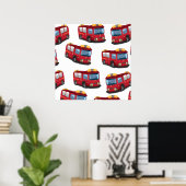 Poster Camion de pompiers (Bureau à domicile)