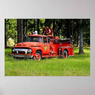 Poster Camion de pompiers antique