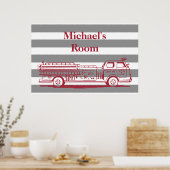 Poster Camion de pompiers rouge et gris personnalisé (Cuisine)