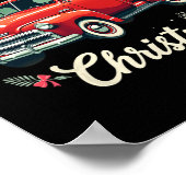 Poster Camion de ramassage rouge Joyeux Arbre de Noël Vac (Coin)