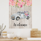 Poster Camion de ramassage vintage Aquarelle rustique (Cuisine)