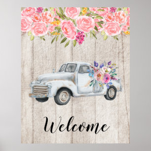 Poster Camion de ramassage vintage Aquarelle rustique