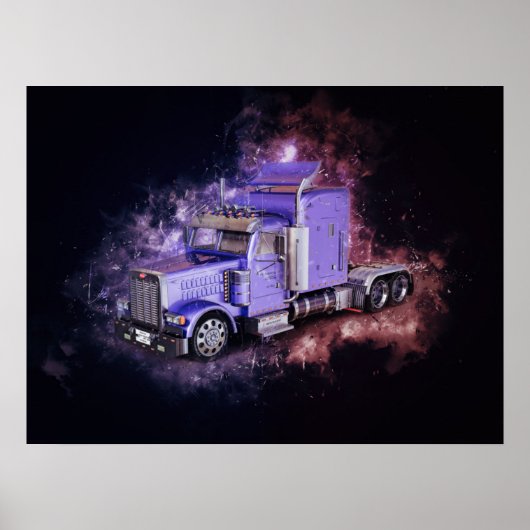 Poster Camion de remorque à semi-remorque violet (Devant)
