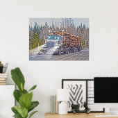Poster Camion d'exploitation forestière blanc - Camion et (Bureau à domicile)