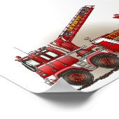 Poster Camion d'incendie à crochet et à échelle (Coin)