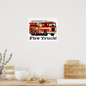 Poster Camion d'incendie rouge sur mesure pour enfant (Cuisine)
