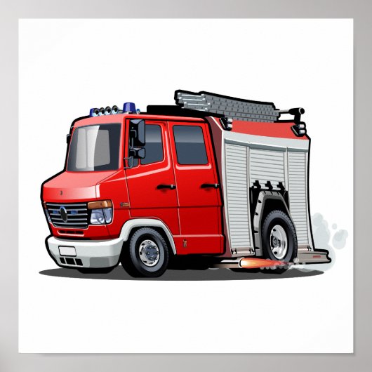 Poster Camion-feu de dessin (Devant)