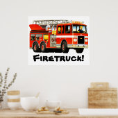 Poster Camion-feu rouge pour enfant géant (Cuisine)