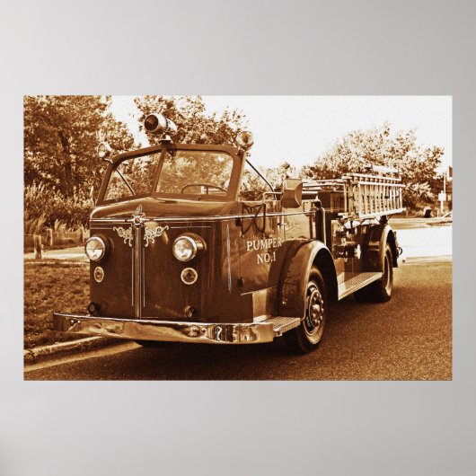 Poster Camion-feu vintage (Devant)