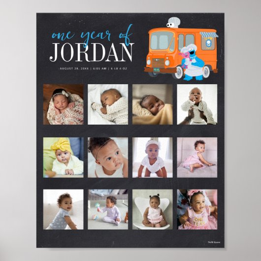 Poster Camion fourrage de la rue Sesame Une année de 12 m (Devant)