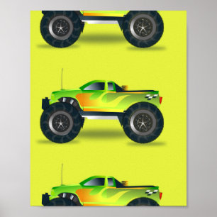 Poster Camion Monster sur le vert citron