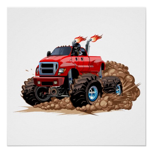 Poster Camion monstre de dessin animé (Devant)