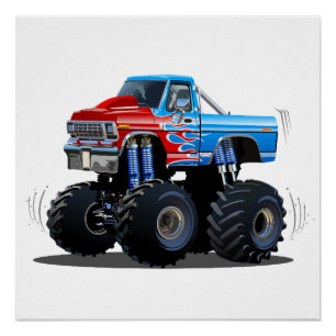 Poster Camion monstre de dessin animé