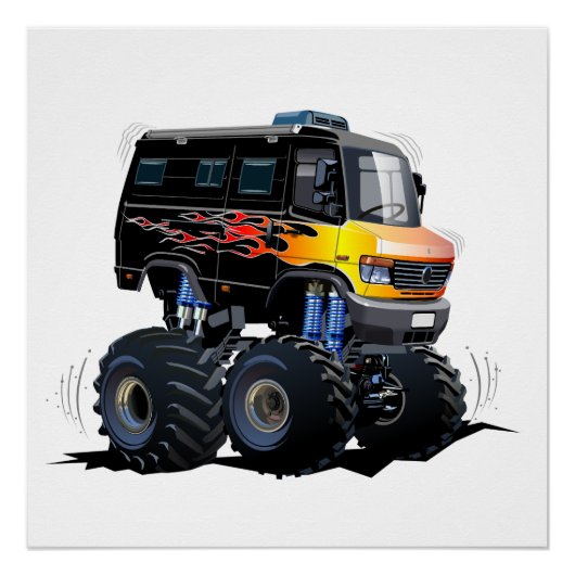 Poster Camion monstre de dessin animé (Devant)