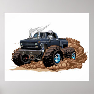 Poster Camion monstre de dessin animé