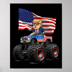 Poster Camion Monstre Donad Trump 4 Juillet Drapeau Usa A