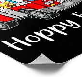 Poster Camion Pompier Jour de Pâques oeufs de lapin Joyeu (Coin)