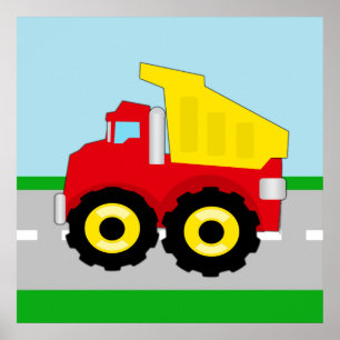 Poster Camion-poubelle de construction pour enfants